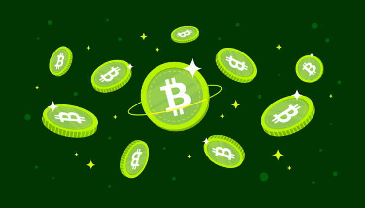 Ilustration of Bitcoin Cash BCH crypto tokens floating