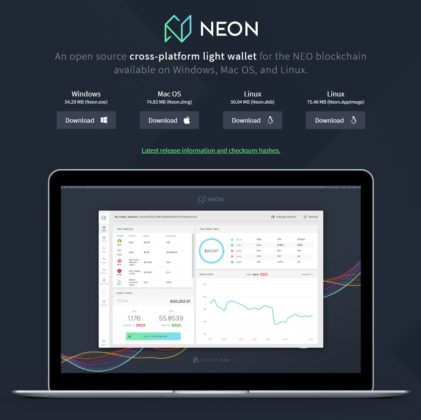 neon wallet homepage