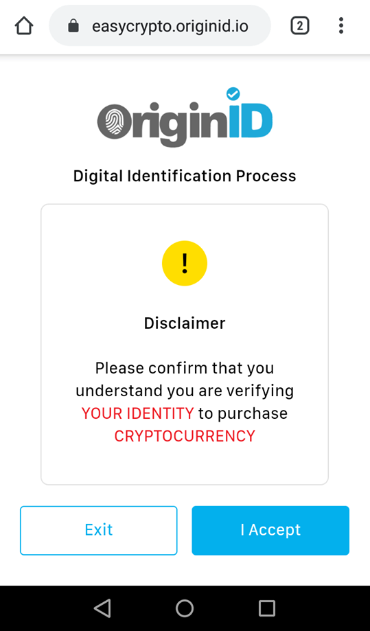 Disclaimer from OriginID