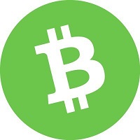 The logo of Bitcoin Cash on white background