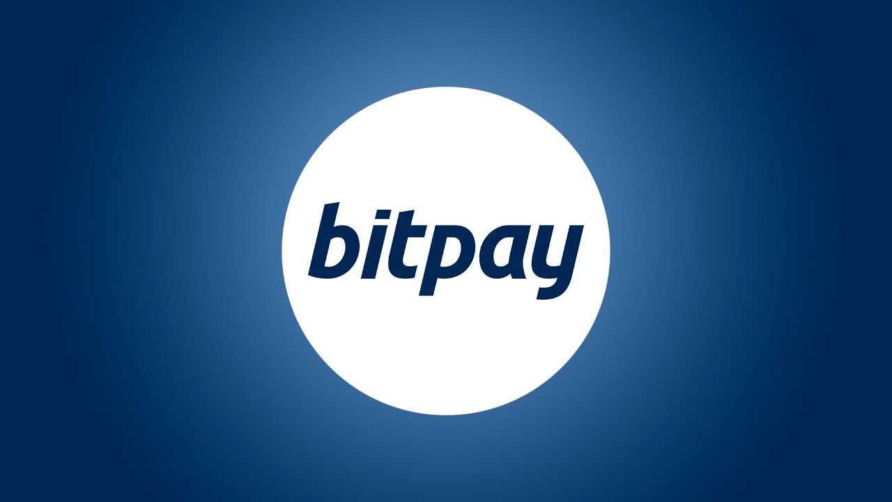 The logo of Bitpay on blue background
