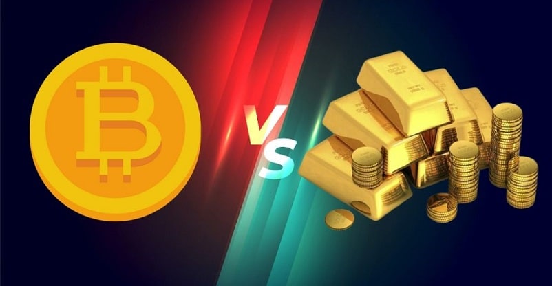 Bitcoin vs gold graphic 