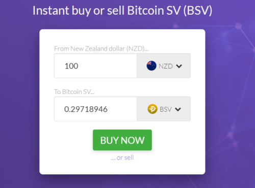 Buying Bitcoin SV satoshi vision through Easy Crypto in New Zealand screenshot