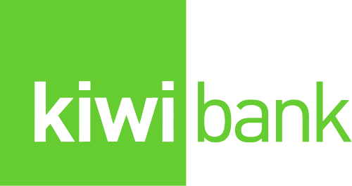 The Kiwi Bank Logo in white and green.