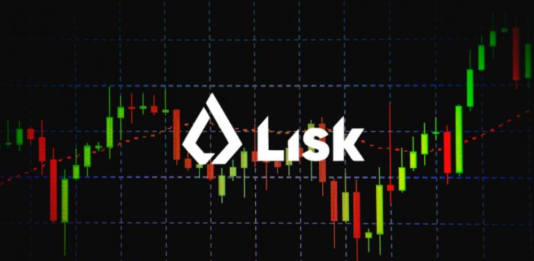 Lisk black trading graph with green and red candels