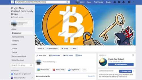 New Zealand cryptocurrency group screenshot Bitcoin NZ New Zealand