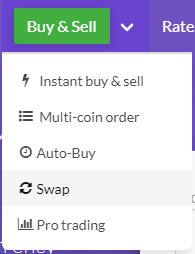Crypto Swap Feature from Easy Crypto - Step 1