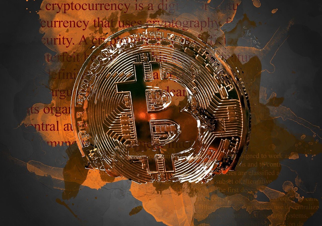 Image of bitcoin overlayed by a map