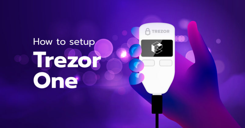 Illustration of a white Trezor One to depict how to set it up.