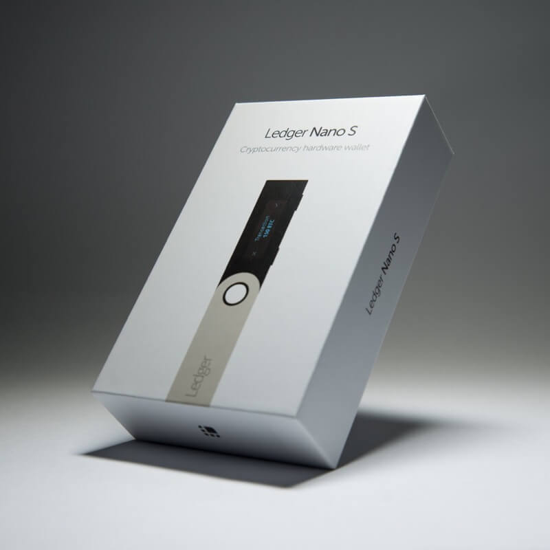 Ledger Nano S box on a white surface
