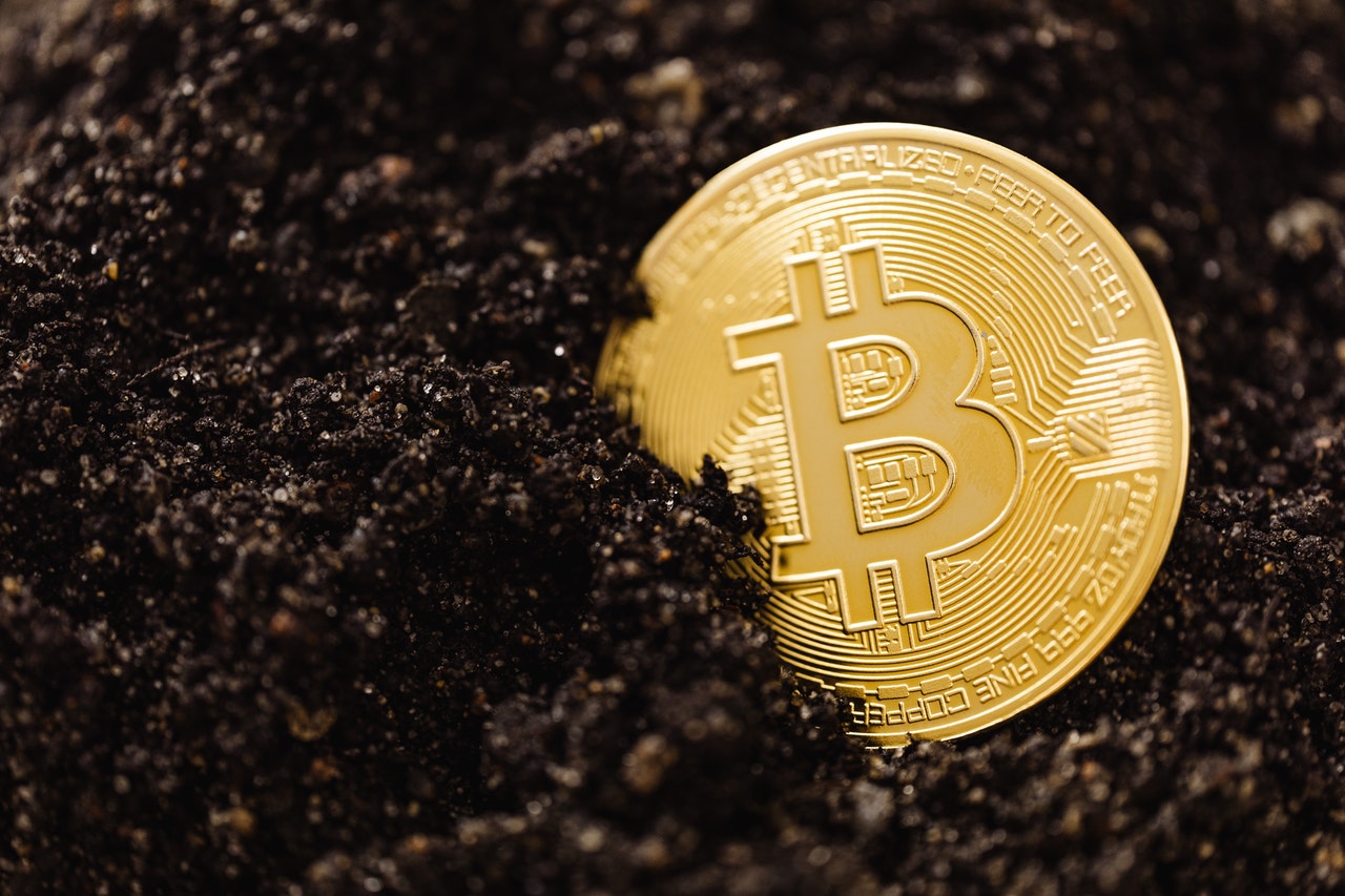 Photo of a bitcoin being unearthed from the ground