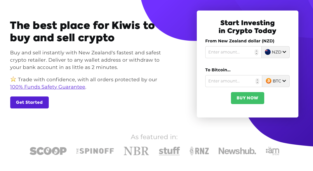 Screenshot of Easy Crypto's homepage to illustrate the best bitcoin wallets in New Zealand.