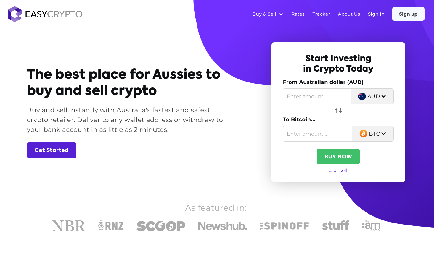 The screenshot of Easy Crypto Australia Homepage