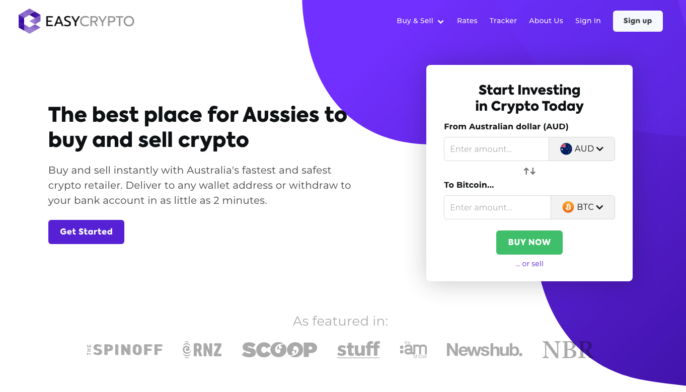 Easy Crypto Australia Homepage.
