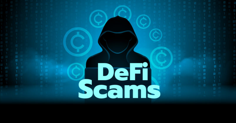 Illustration of a hooded figure to depict the topic of defi scams.