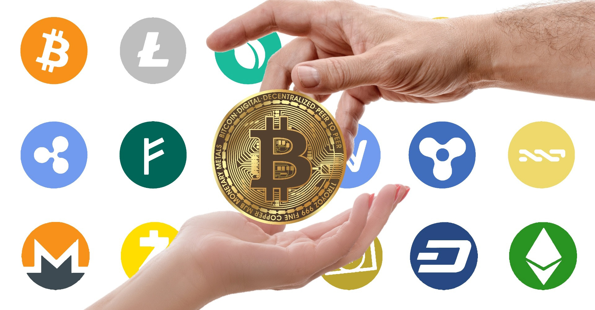 Logo of various cryptocurrencies