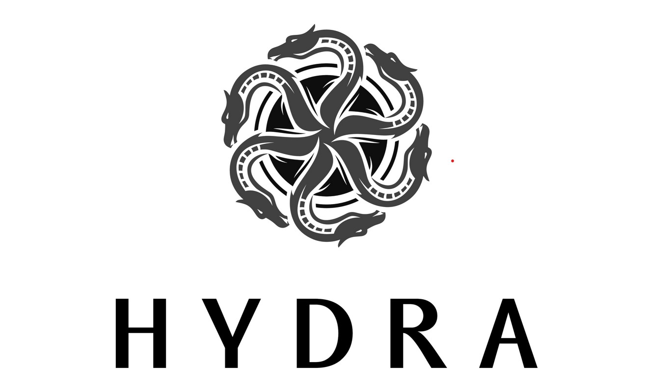 Black Hydra logo on a white background. 
