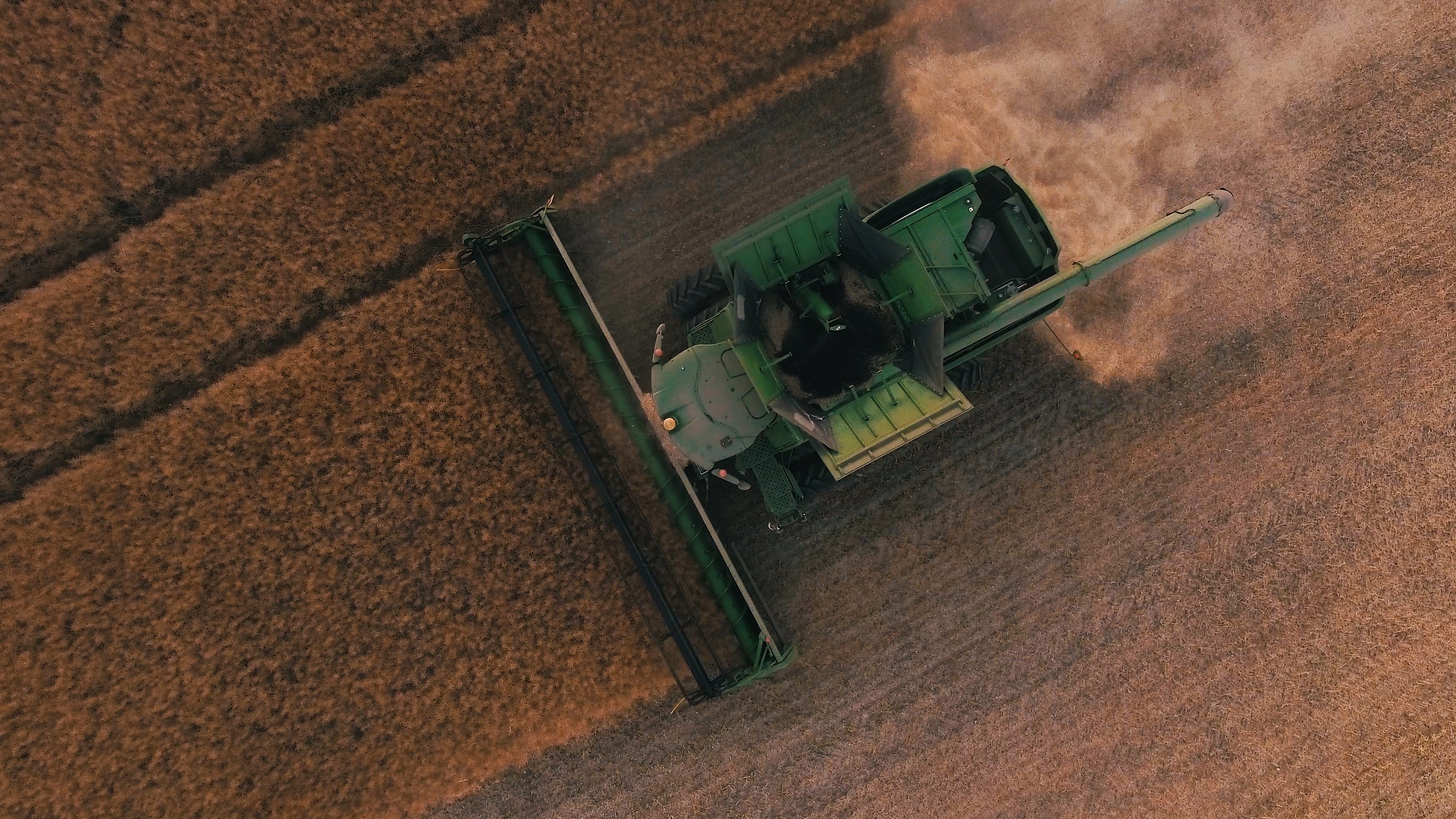 A combine harvester on a field.