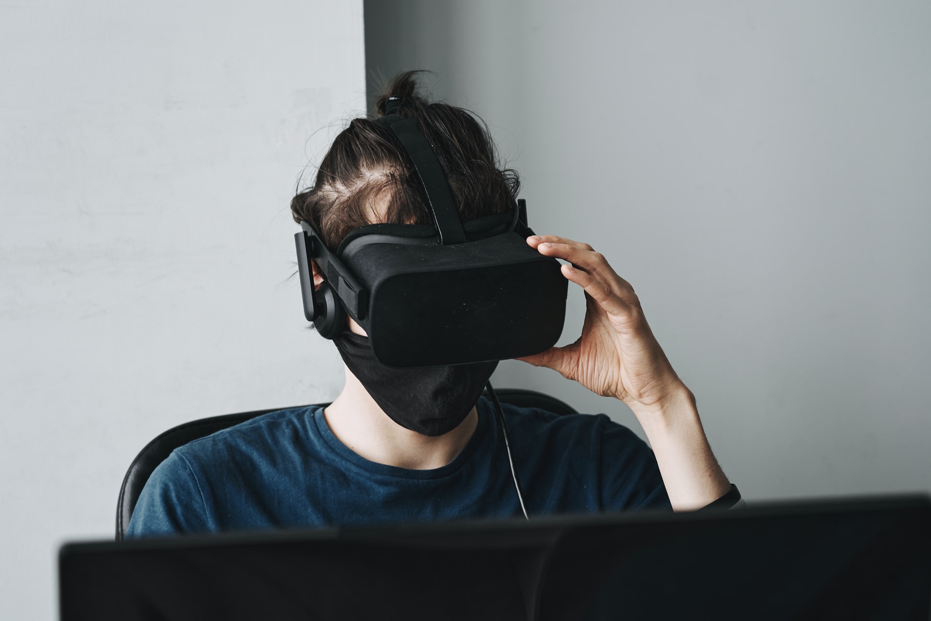 A man wearing a VR device.
