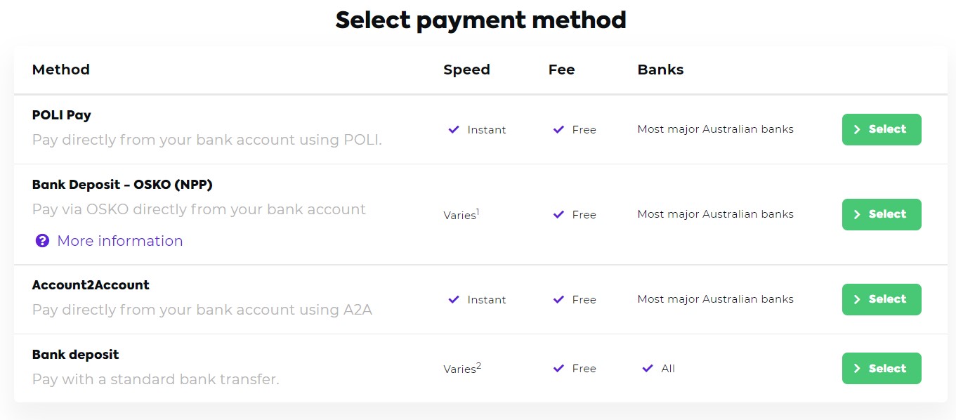 How to choose payment method at Easy Crypto to buy Cardano