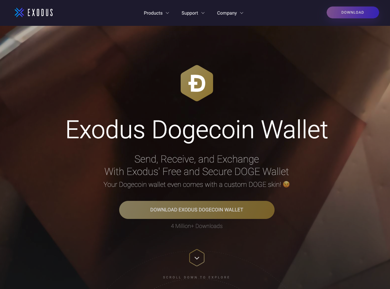 Screenshot of Exodus Dogecoin Wallet. 