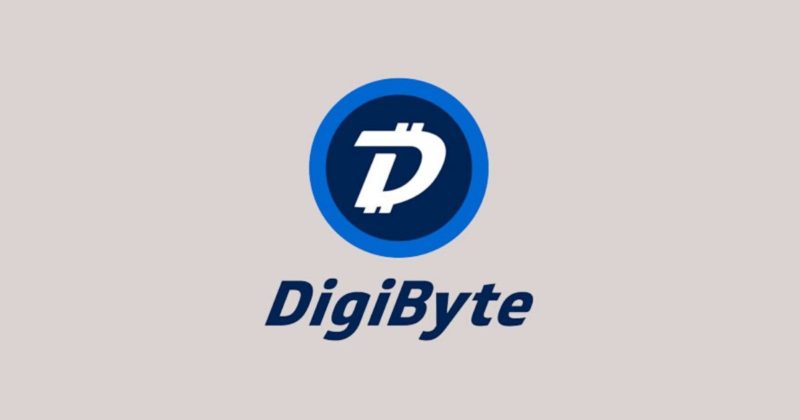 Blue DigiByte (DGB) logo on a cream background.