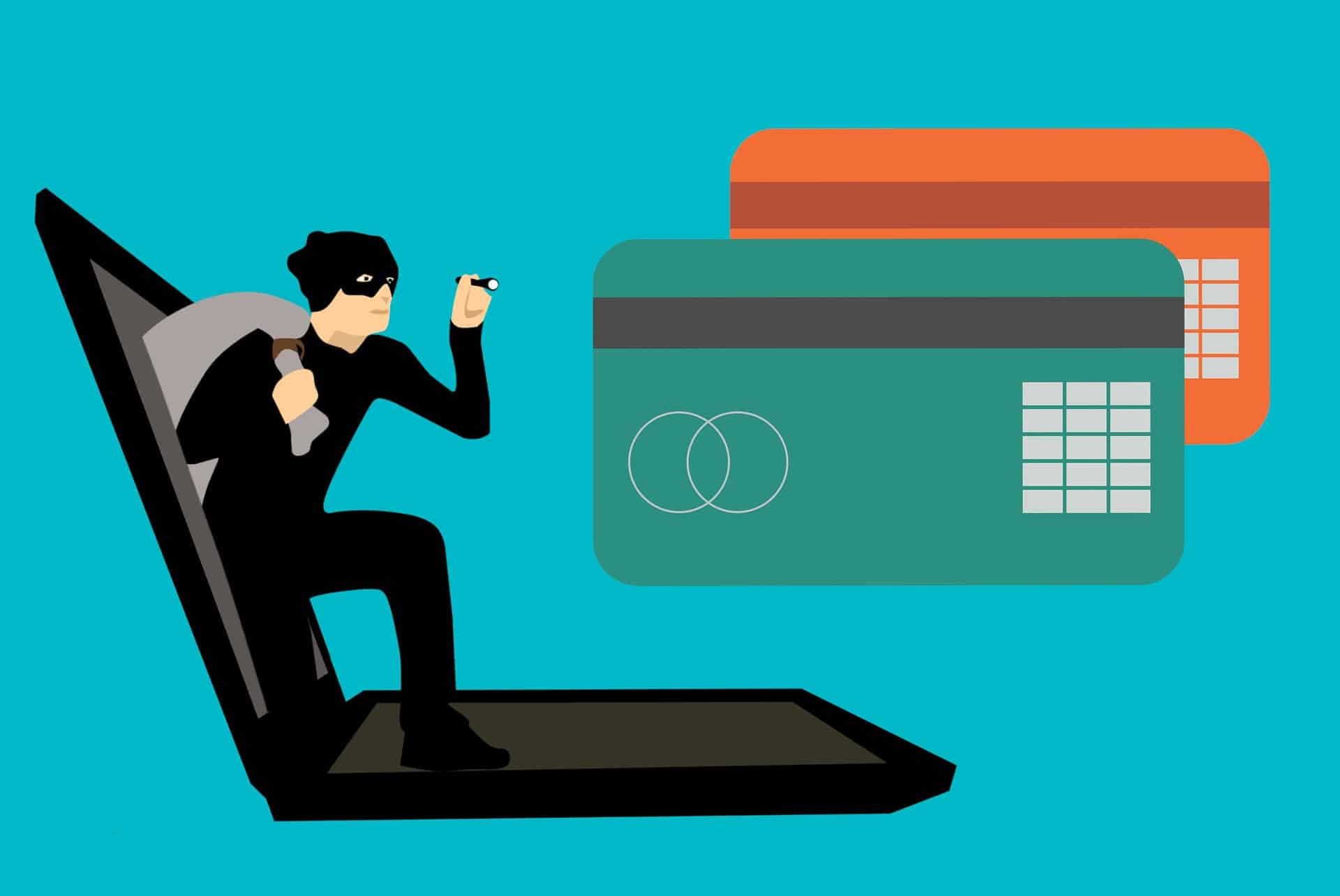 An illustration of hacker scams through fake credit cards