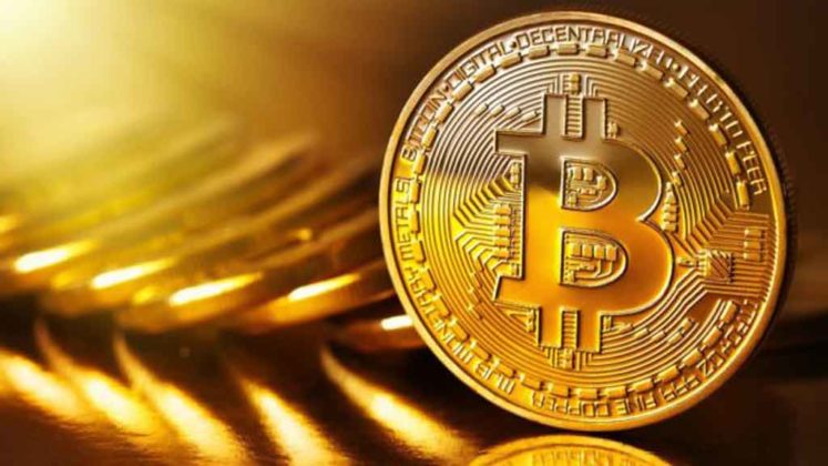 Bitcoin (BTC) is illustrated as physical gold coins