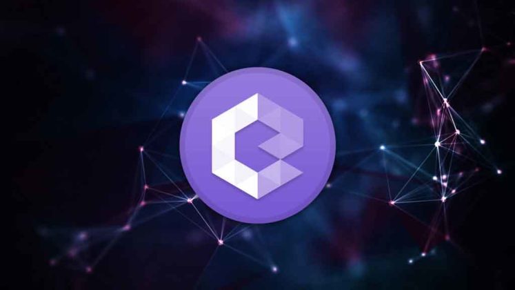 Easy Crypto Logo with digital blockchain back ground