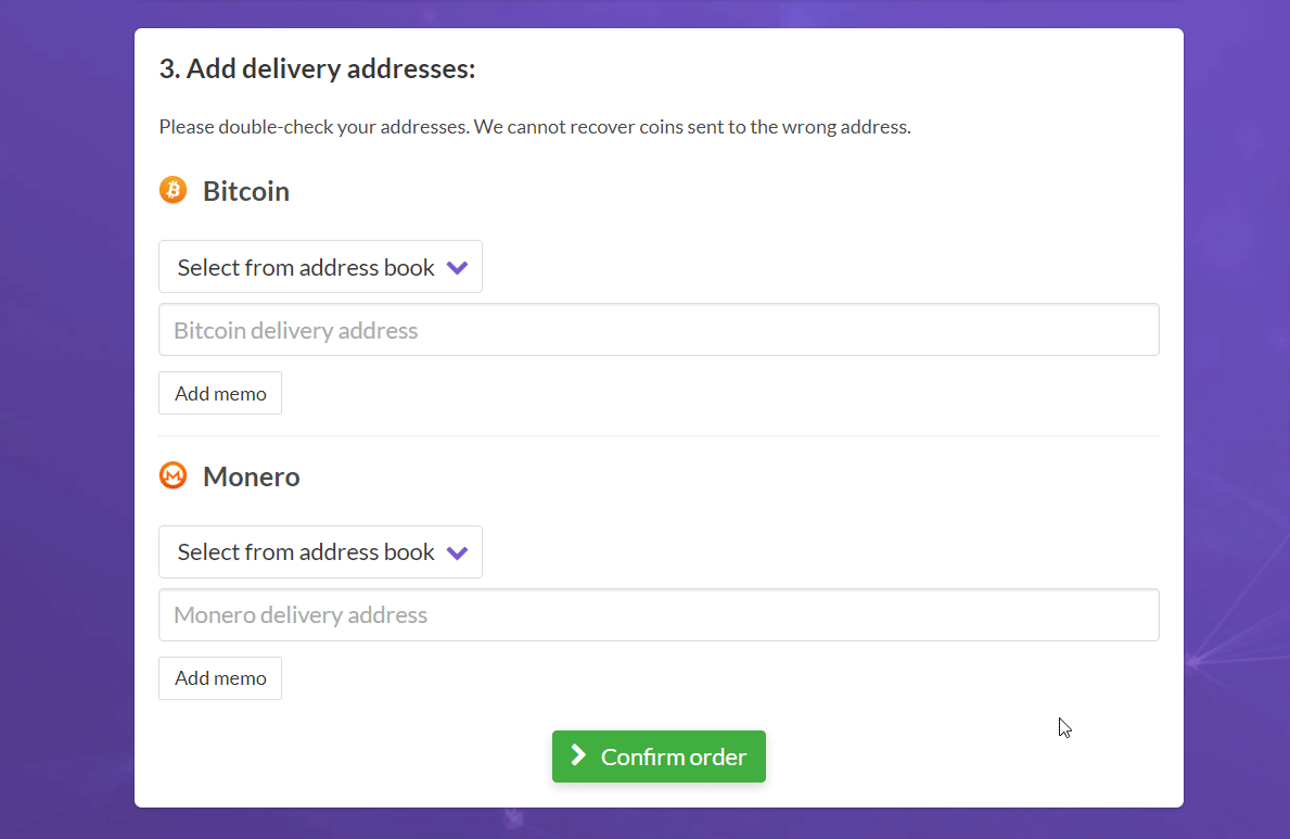 Inserting your wallet addressess into Easy Crypto autobuy regular schedualed payments feature new zealand