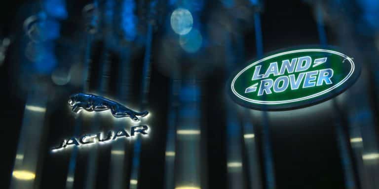 Jaguar and Land rover logos on glass pane