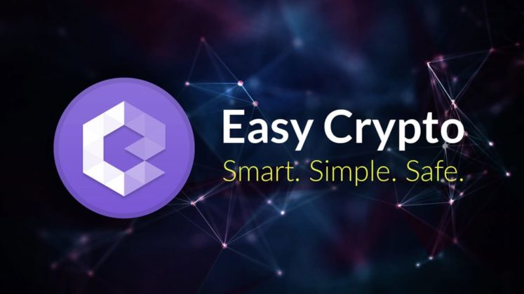 Easy Crypto logo and headlines on dark background