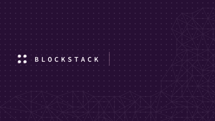 Blockstack logo and typeface on a dark purple background.