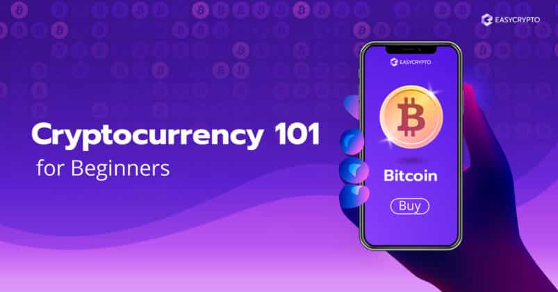 Illustration of a phone with a Bitcoin image showcased to illustrate the topic of cryptocurrency 101 for beginners.