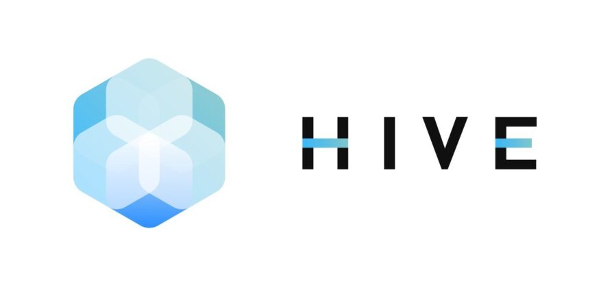 Hive Blockchain technology logo and typeface on white background.
