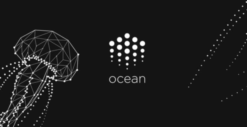 Ocean protocol logo on black background.