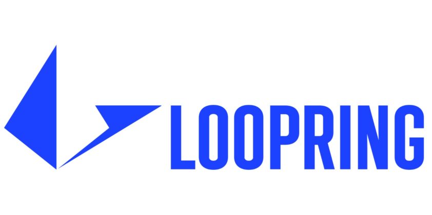 Illustration of Loopring logo and type face on white background.