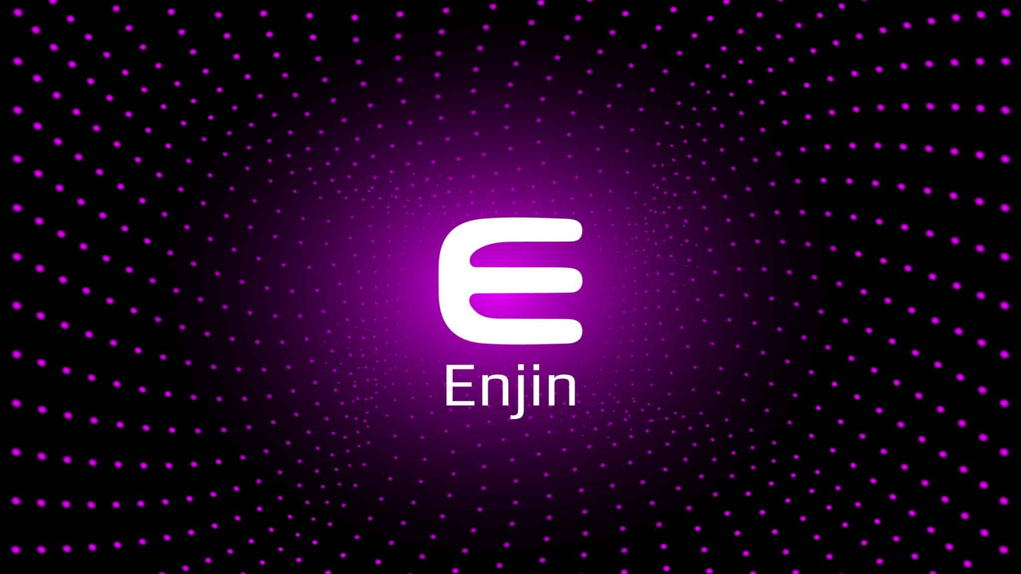 Illustration of the Enjin logo on a dark purple background.