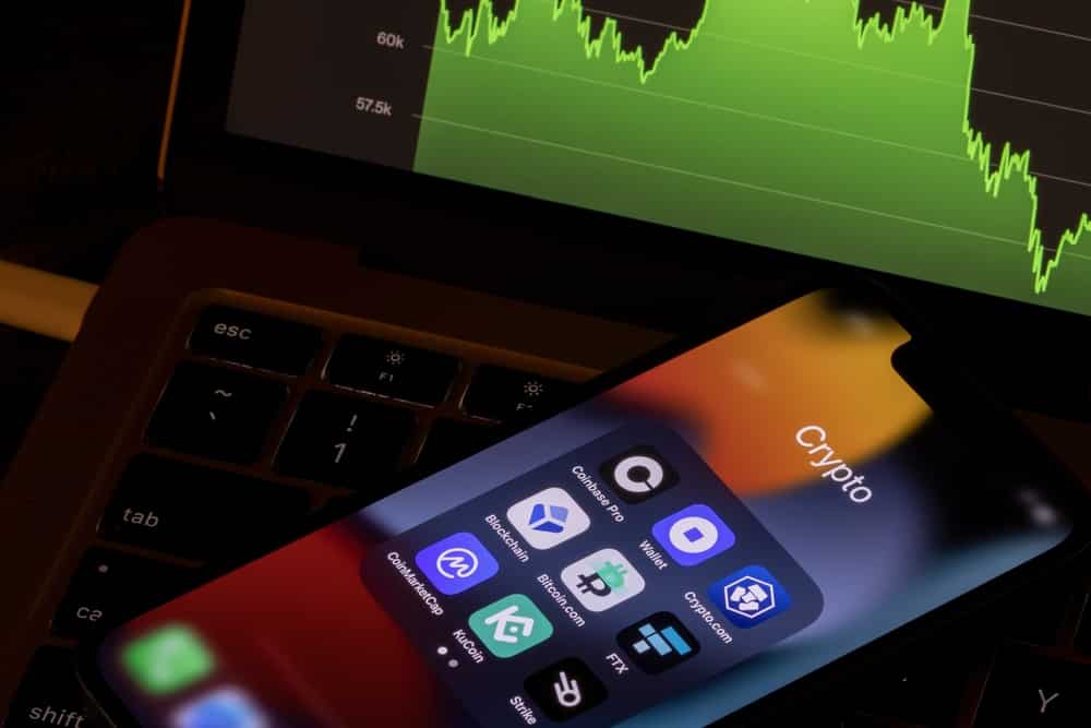 Photo of iphone screen showcasing crypto apps.