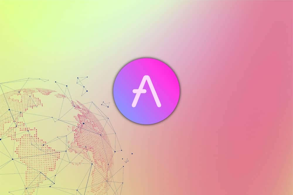 AAVE token on pink background.