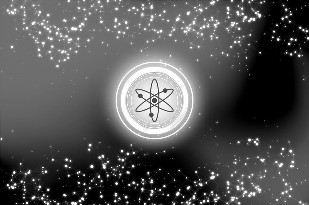Black and white Cosmos (ATOM) coin.