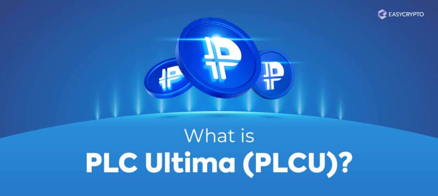 Image showing the PLC Ultima Coin on blue background