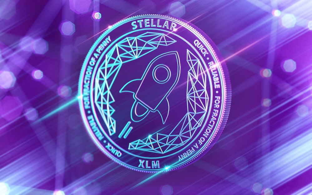 Stellar (XLM) coin on purple background