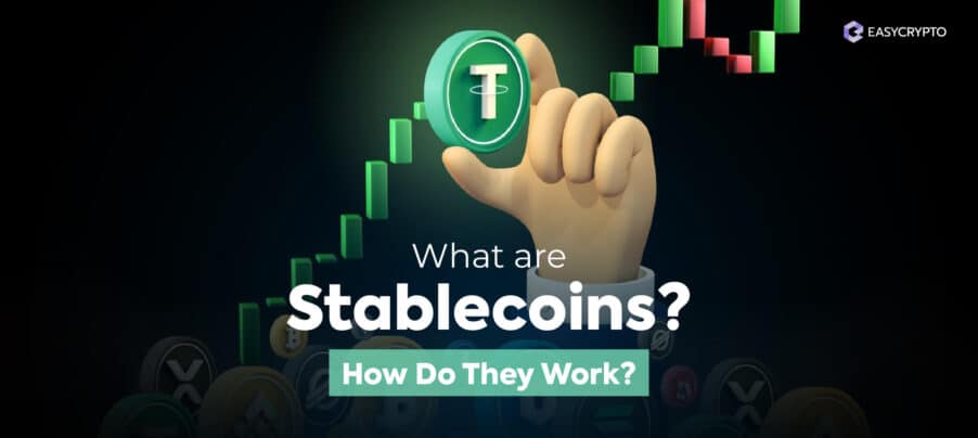 Blog cover illustration showcasing Tether (USDT) token to represent the topic of what are stablecoins.