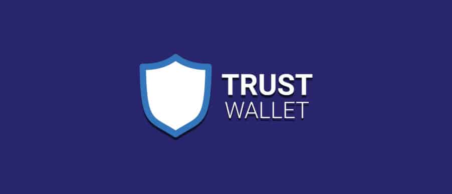 Trust Wallet logo and typeface on dark blue background