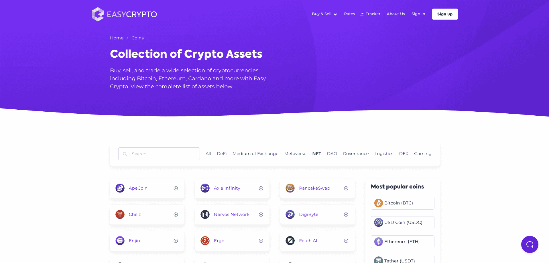Buy and Sell cryptocurrencies with Easy Crypto