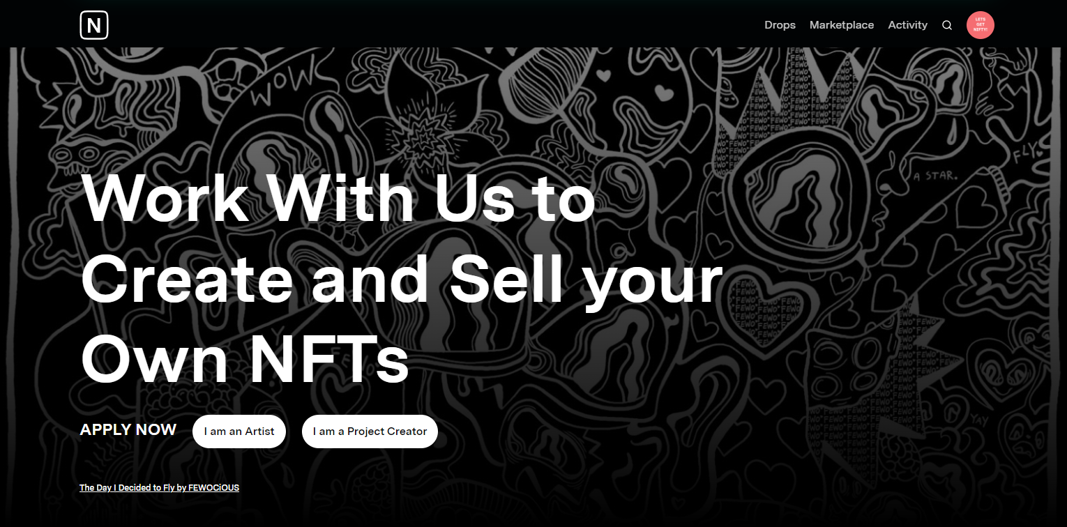 Landing page for Nifty Gateway NFTs 
