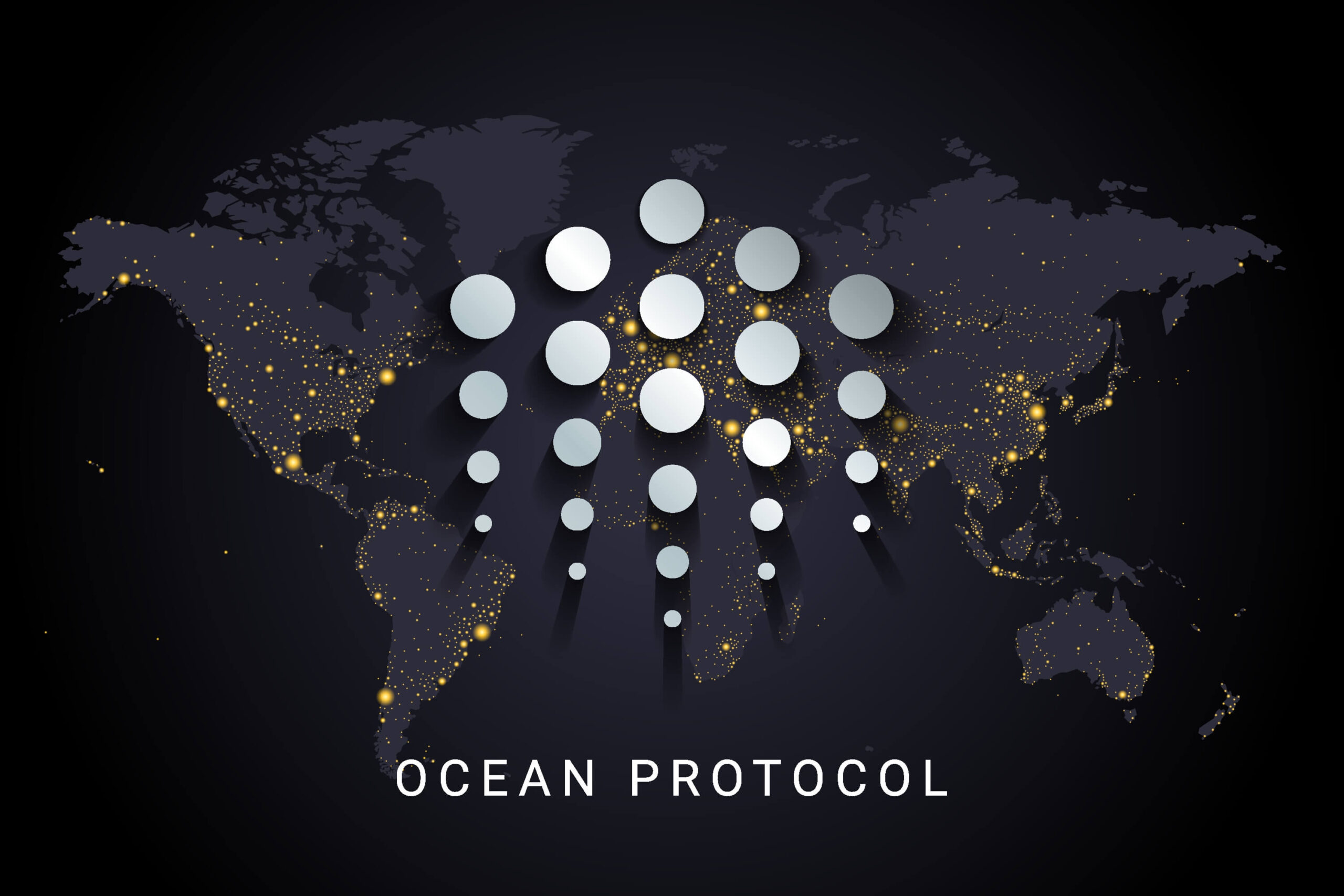 Ocean Protocol (OECAN) crypto logo on dark grey background.