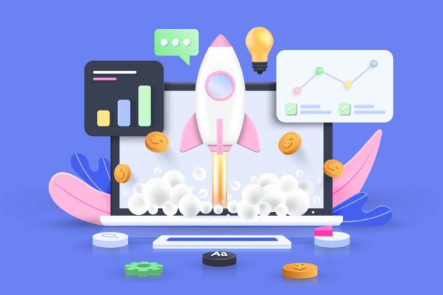 Rocket ship illustrating the benefits of accepting crypto payments for businesses