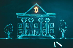 Bitcoin logo on a government building